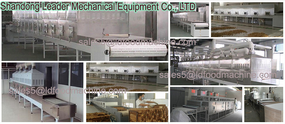 Conveyor belt type microwave dryer and sterilizer for herbs